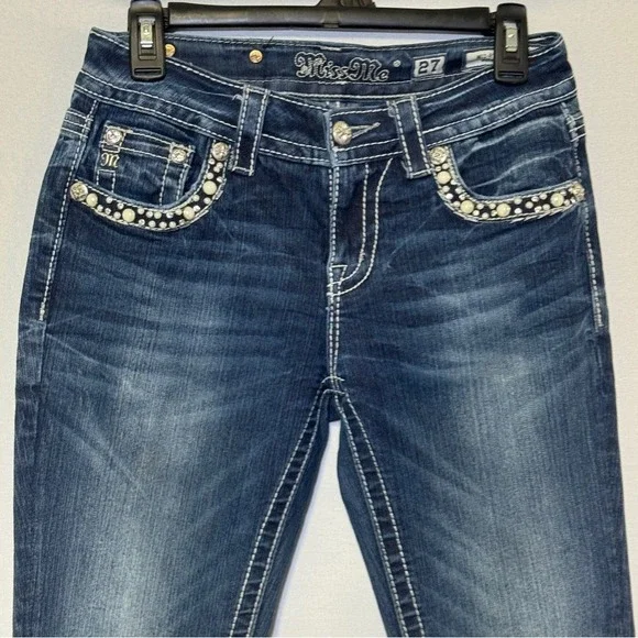 Miss Me Mid-Rise Boot Cut‎ Denim Blue Jeans - Picture 2 of 11